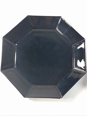 Arcoroc Octime Black Octagonal Glass Dinner Plates 9-7/8" dia France
